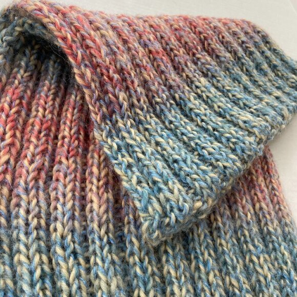 Beautiful Pink and Blue Ombre Knit Scarf - Picture 3 of 5
